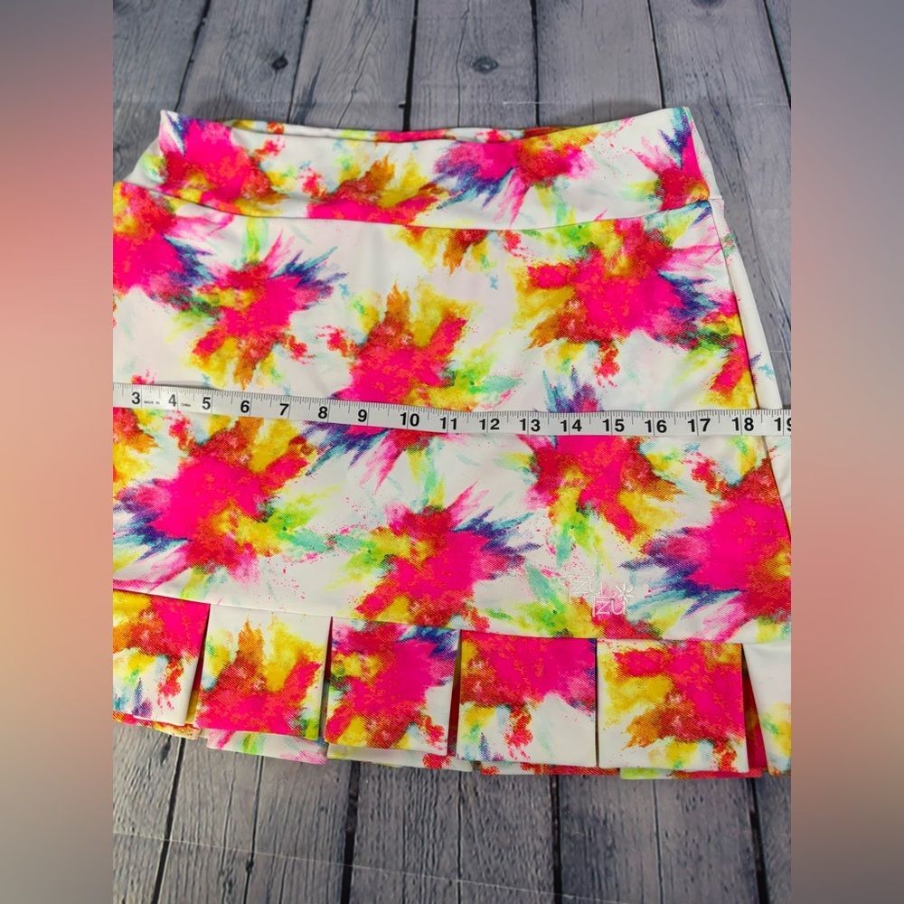 Tzu Tzu Samba Neon Splash Athletic Athleisure Preppy Pleated Sport Golf Skort M - Picture 10 of 11
